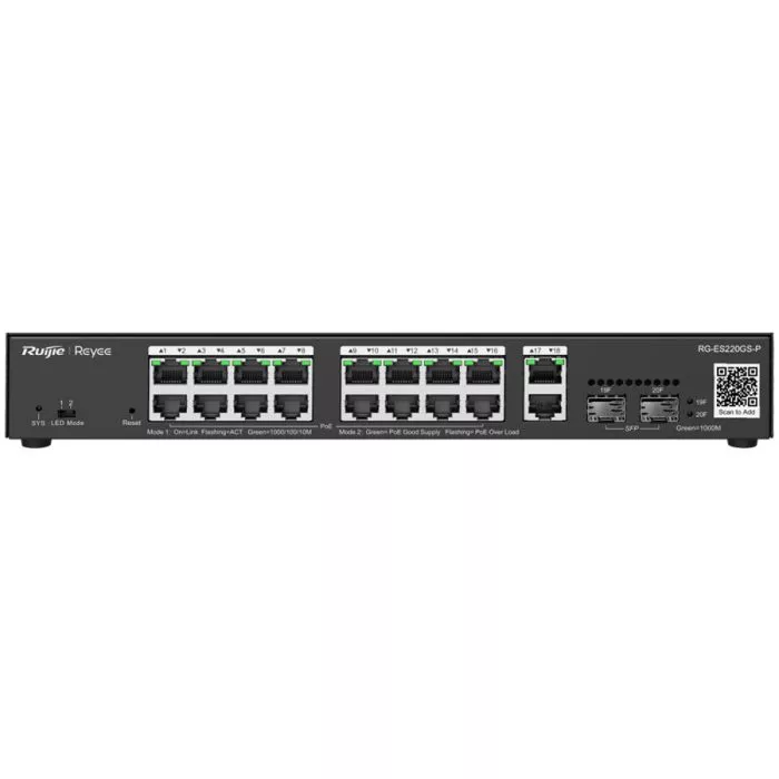 Reyee 18 Port Gigabit with 16 PoE 250W 2SFP Smart Managed Switch